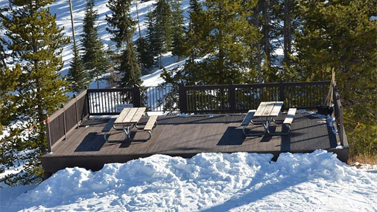 Jebbie's Deck beside the Avanti Express lift on Vail Mountain