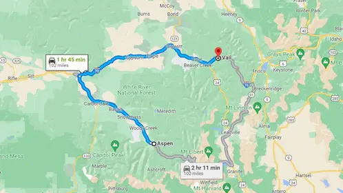 How Far Is Vail From Aspen? Distance, Drive Time and Independence Pass
